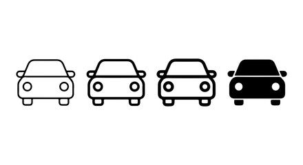 Fototapeta premium Car Icons Set, Simple Vehicle Symbols, Automotive Outline Graphics, Black and White Transport Icons