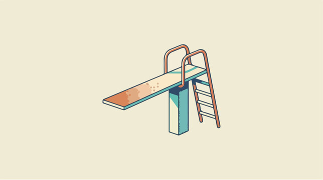 Isometric illustration of a swimming pool diving board.