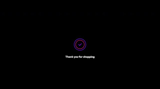 credit card checkout animation with processing payment status transitioning to success completion screen on transparent alpha channel background