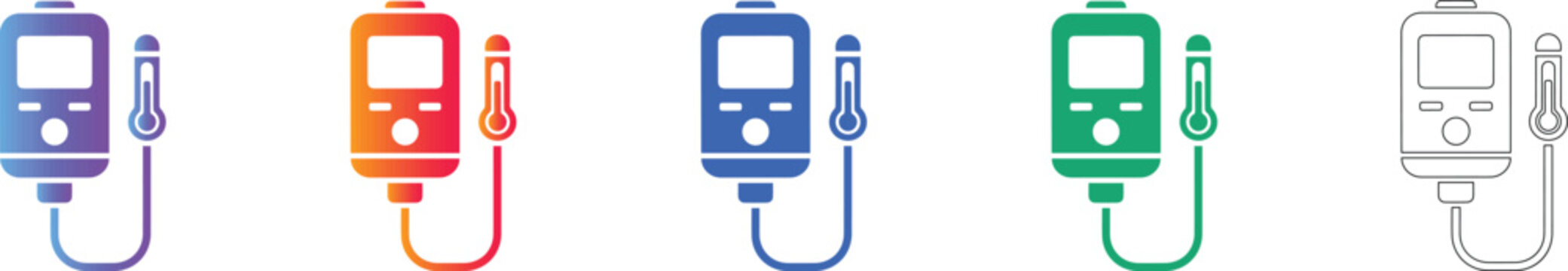 Digital Thermometer Device Icon Set