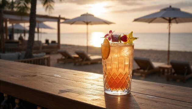Orange Cocktail at Sunset Beach Bar
