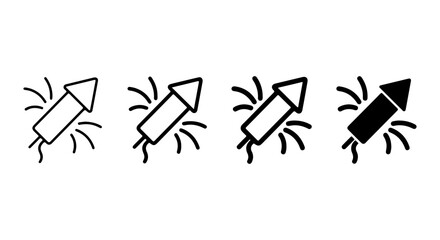 Firework Rocket Icons, Celebration Pyrotechnics Symbols, Festive Explosive Vector Graphics Set © sarmin