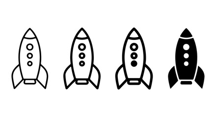 Rocket Ship Icons, Space Exploration Vector Set, Futuristic Travel Graphics, Sci-Fi Launch Symbols © Rabeya