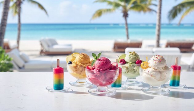 Colorful Ice Cream at Summer Resort