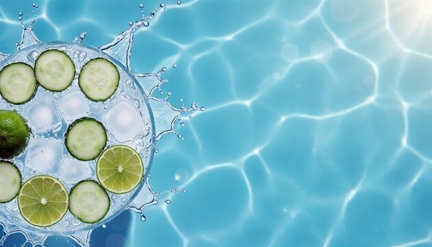 Cucumber and Lime in Pool Water