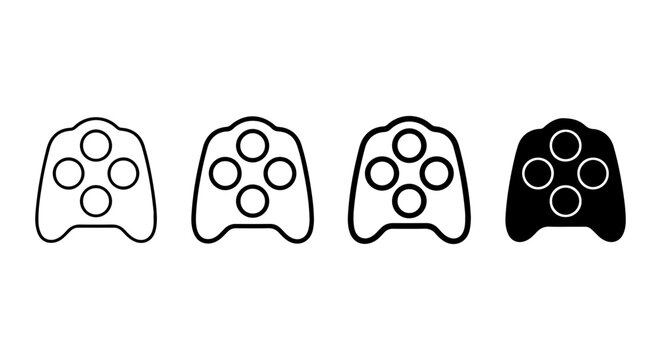 Video Game Controller Icons, Gaming Input Devices, Digital Entertainment Controls, Vector Set