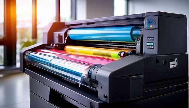 office or professional plotter lag format photocopier or printer with color ribbons for high quality printing services ai generative