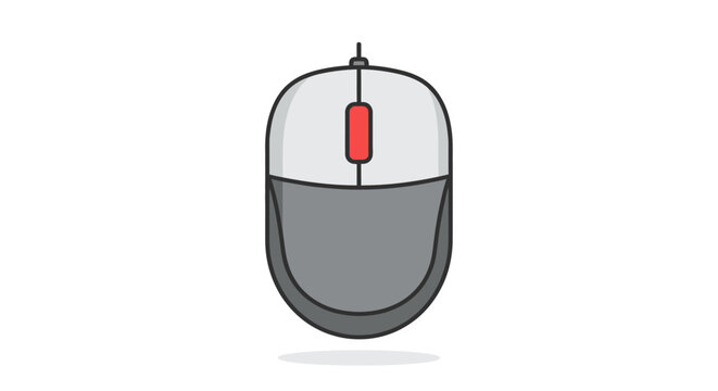 Computer mouse with red button.