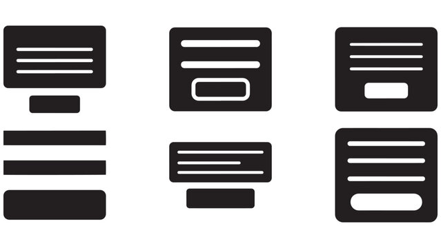 Dark ui component mockups featuring rounded card layouts, text placeholders, buttons, and modern minimal interface blocks on a black background