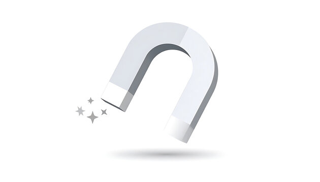 U shaped horseshoe magnet icon, magnetic force and physical attraction, science education, power and energy symbol