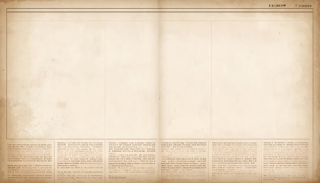 Vintage open book spread with aged yellowed paper texture, blank center space for historical document design and manuscript layout