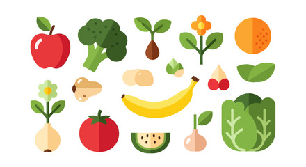 Fototapeta premium Colorful variety of fresh fruits vegetables.