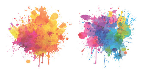 Fototapeta premium Vibrant colorful watercolor paint splatters and bright ink splash stains grunge texture abstract vector illustration.