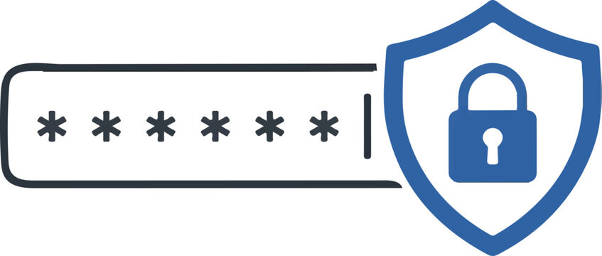 Secure Password Protection Icon with Shield Lock Cybersecurity Authentication Vector Illustration