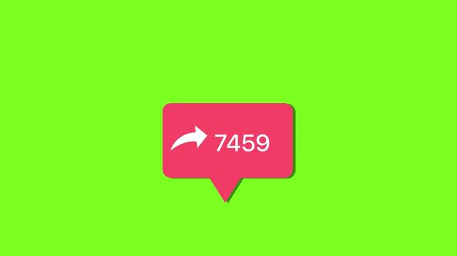 social media share notification and engagement green screen animation