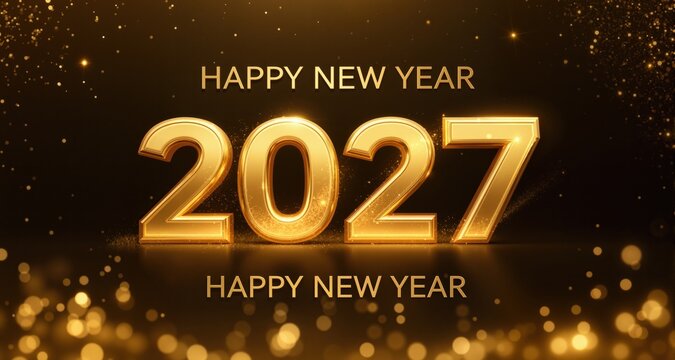 happy new year 2027 with golden luxury background
