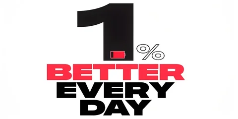 One Percent Better Every Day Bold Motivational Typography Poster on White Background Black and Red Inspirational Self Improvement Growth Mindset Daily Progress Quote Design Wallpaper © RisanRisan