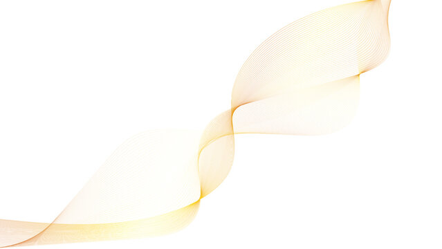 Abstract gold wave vector on white background, elegant flowing smoke lines, luxury golden ribbon design element for premium branding and stationery