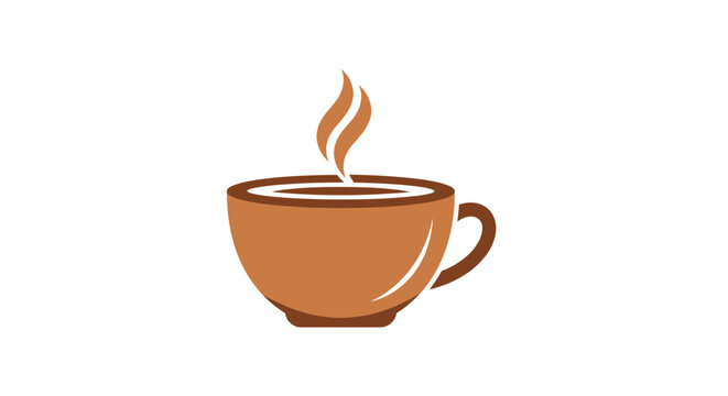 Hot Brown Coffee Cup With Steam.