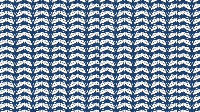 Traditional Japanese hemp leaf pattern in navy blue and white geometric design background