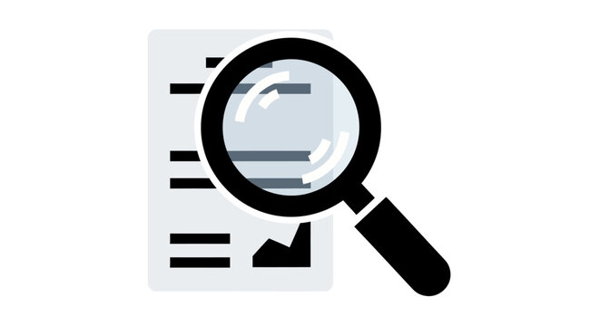 Magnifying glass on document closeup.