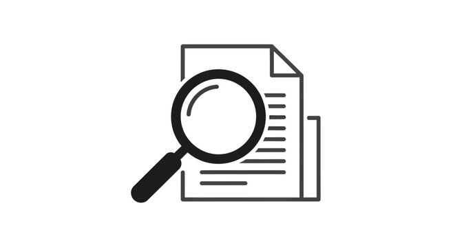 Magnifying glass on document paper.