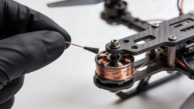 Cleaning Brushless Drone Motor with Small Brush