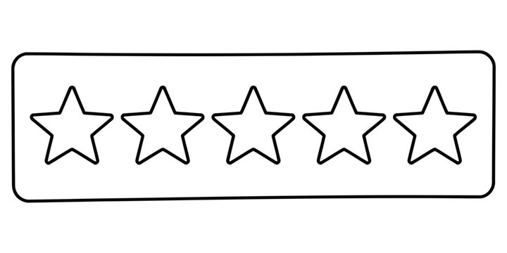 Five stars rating icon in a rectangle box outline style Vector, illustration