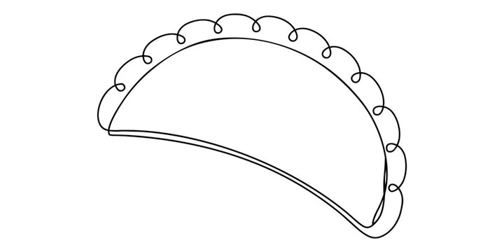 Continuous single line drawing of a delicious dumpling or empanada pastry isolated on a white background Vector, illustration