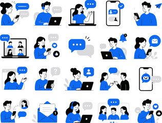 Fototapeta premium Set of communication and messaging icons