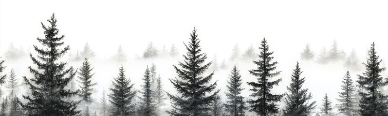 Obraz premium Isolated coniferous forest displayed against a pristine white background.