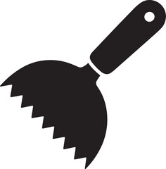 Obraz premium Serrated adhesive spreader tool icon for tiling and home renovation construction projects and craft and hand