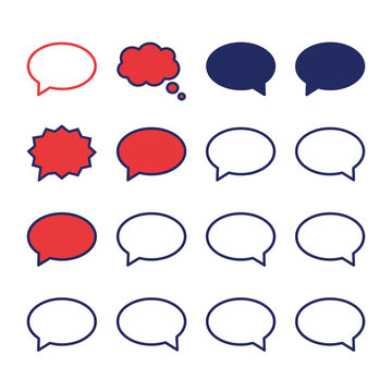 Red and blue outlined speech and thought bubbles seamless pattern graphic design