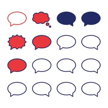 Red and blue outlined speech and thought bubbles seamless pattern graphic design