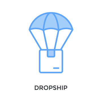 Dropship Icon Lineal Blue Style. Vector Illustration For Graphic Design