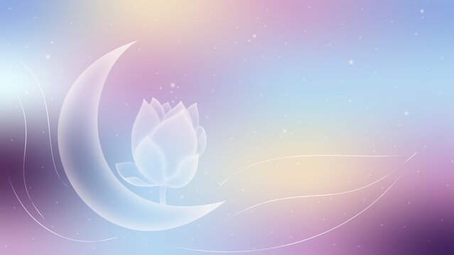 Abstract Glassmorphism Effect Lotus Background, Wellness Concept, 10K Ultra HD, 300 DPI 
