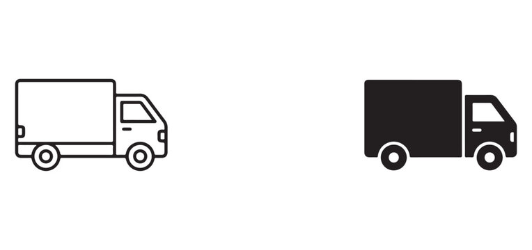 delivery trucks one white and one black side view  delivery vehicles  transport icons
