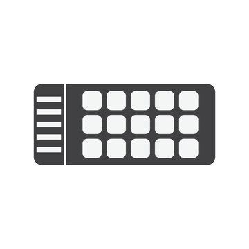Minimalist flat vector icon of a streaming console macro pad with programmable keys and sidebar controls, isolated on a white background.
