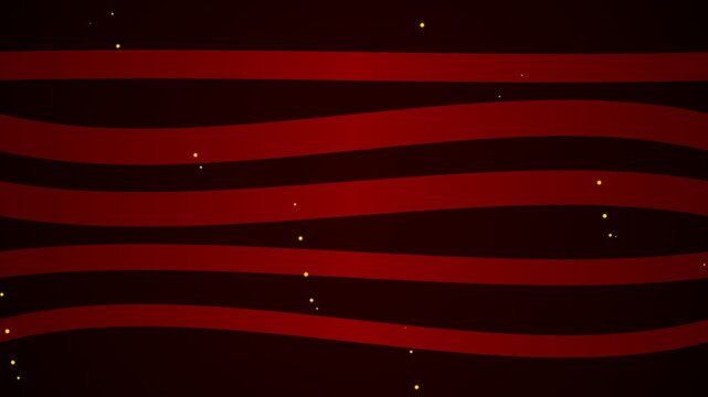 Abstract Motion Background With Floating Gold Particles And Red Waves