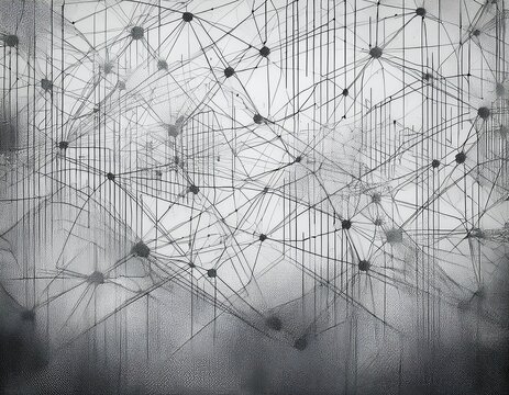 white background with scattered grey textured lines and dots creating a distressed pattern