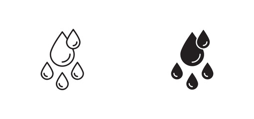 Fototapeta premium Water droplets icon set with line and solid styles for design and illustration simple and detailed graphics