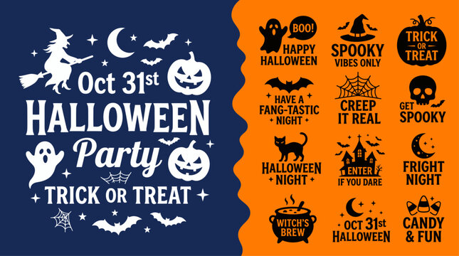Halloween party invitation with spooky graphics and catchphrases
