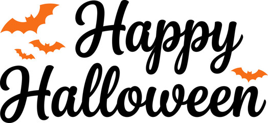 Happy halloween typography with bats and pumpkin illustration for festive designs © VectorBlast