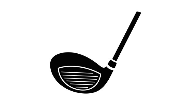 Black silhouette of a golf club driver, isolated on white background