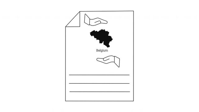 Belgium Map Document with Hand Gestures and Lines for Text.