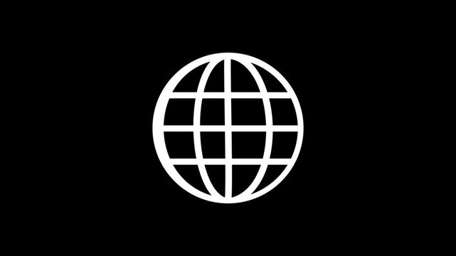 Animated globe model line icon. Earth satellite. Map of world. global spinning , Globe, planet, Earth icon animation.4k video
