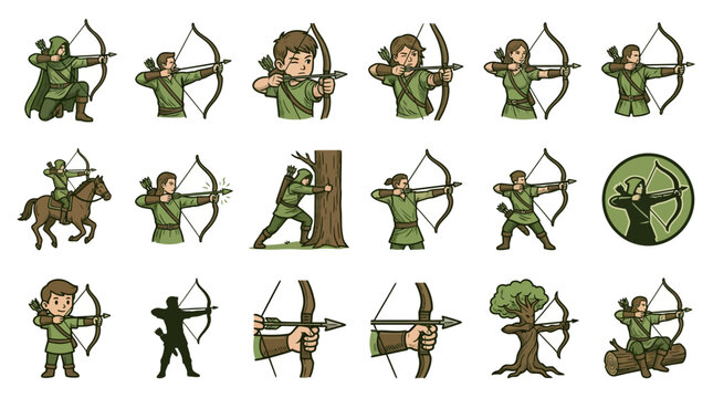 Archer character interaction sprites with environment elements