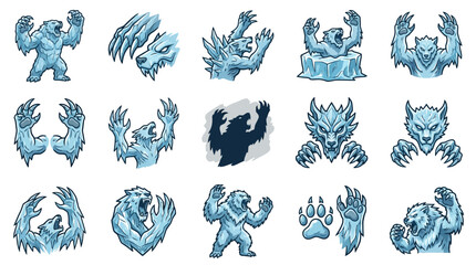 Arctic polar bear beast cartoon mascot icons collection. © Via