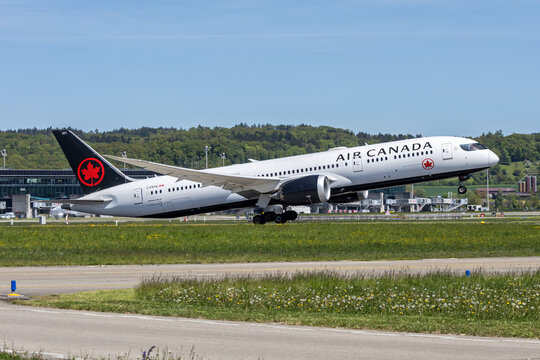 Air Canada Boeing 787-9 Dreamliner airplane at Zurich airport in Switzerland