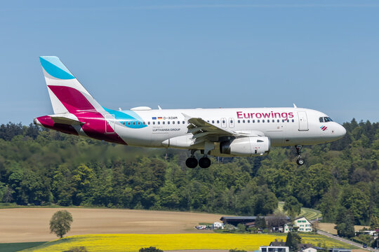 Eurowings Airbus A319 airplane at Zurich airport in Switzerland